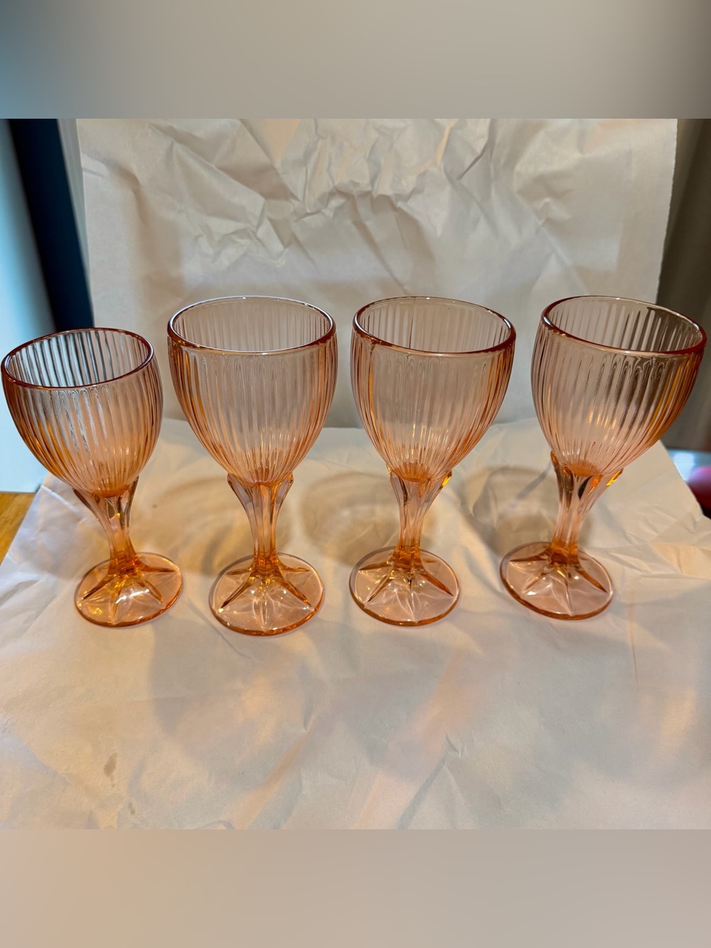 Vintage Fostoria Monet Peach Water Goblets - 4